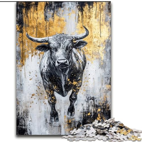 Puzzle für Erwachsene, 1000 Teile, Schwarzgoldbulle, Familienunterhaltungsspielzeug, ganze Familie, ab 14 Jahren (Größe 50x75cm) von LiJianXXR