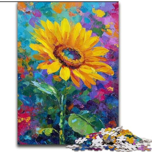 Puzzle für Erwachsene, 1000 Teile, Sonnenblume, Familienspiel, Stressabbau, schwierige Herausforderung, EIN Kunstwerk für Kinder ab 14 Jahren (Größe 26x38cm) von LiJianXXR