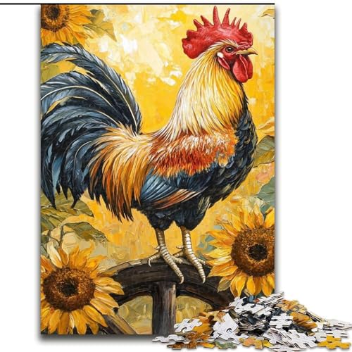 Puzzle für Erwachsene, 1000 Teile, Sonnenblumen, Hahn, Familienunterhaltungsspielzeug, ganze Familie, ab 14 Jahren (Größe 26x38cm) von LiJianXXR