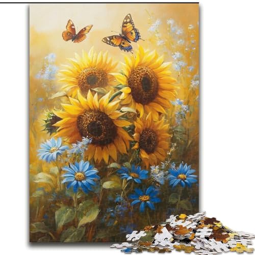 Puzzle für Erwachsene, 1000 Teile, Sonnenblumen-Schmetterling, für Kinder ab 14 Jahren, Lernspiel, Herausforderung, Spielzeug, Geschenk zum Geburtstag (Größe 50x75cm) von LiJianXXR