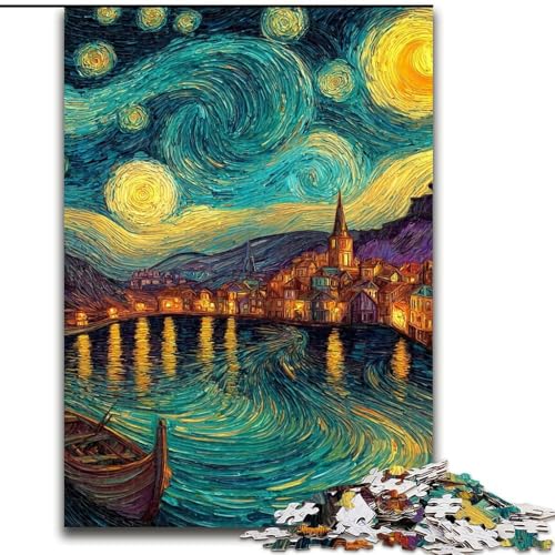 Puzzle für Erwachsene, 1000 Teile, Sternenhimmel-Boot, Familienunterhaltungsspielzeug, ganze Familie, ab 14 Jahren (Größe 26x38cm) von LiJianXXR