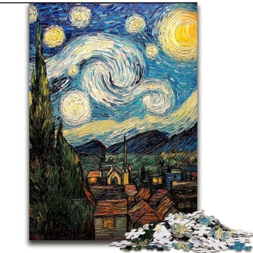 Puzzle für Erwachsene, 1000 Teile, Sternennacht-Land, Stressabbau, schwierige Herausforderung, Wichtelgeschenke für Kinder ab 14 Jahren (Größe 50x75cm) von LiJianXXR