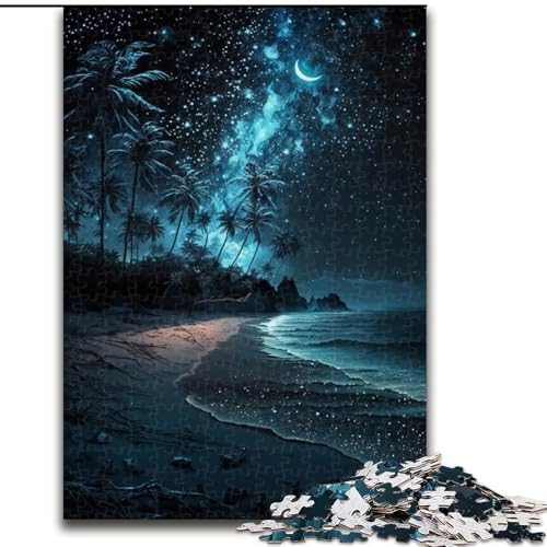 Puzzle für Erwachsene, 1000 Teile, Strandnachtszene aus Holz, Kinder ab 14 Jahren, 50x75cm, Familienspaß, Gehirntraining, Teenager von LiJianXXR