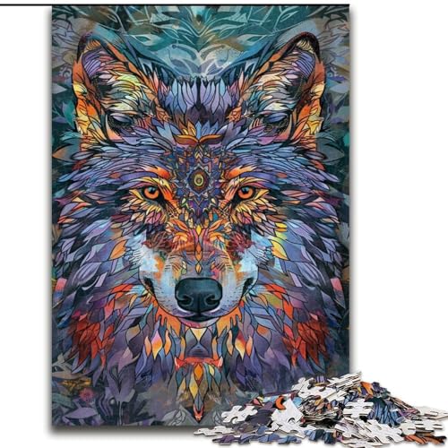 Puzzle für Erwachsene, 1000 Teile, Tier-Wolf-Kunst, Familienunterhaltungsspielzeug, ganze Familie, ab 14 Jahren (Größe 50x75cm) von LiJianXXR