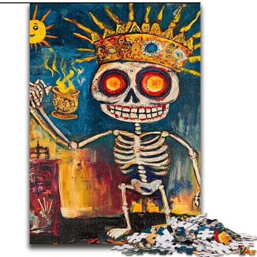 Puzzle für Erwachsene, 1000 Teile, Totenkopfkrone im Basquiat-Stil, Familienunterhaltungsspielzeug, ganze Familie, ab 14 Jahren (Größe 50x75cm) von LiJianXXR