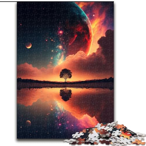 Puzzle für Erwachsene, 1000 Teile, Traumhafter, surrealer Sonnenuntergang, Puzzle aus Holz, anspruchsvolles DIY-Denkspiel, interaktives Familienspiel, 1000 Teile(50x75cm) von LiJianXXR