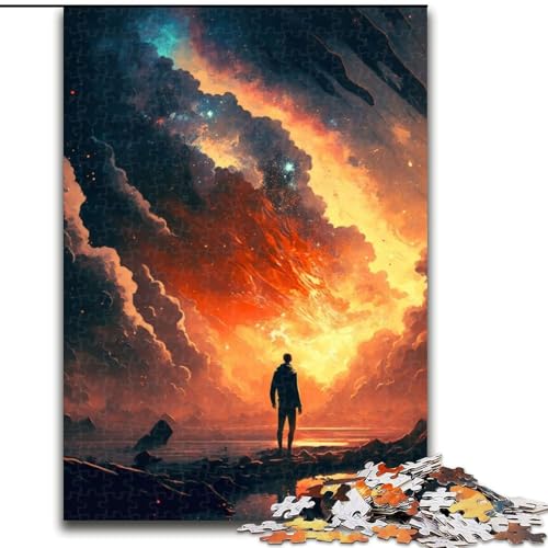 Puzzle für Erwachsene, 1000 Teile, Traumhafter, surrealer Sonnenuntergang, Puzzle aus Holz, anspruchsvolles Denkspiel für Teenager, perfekt als Heimdekoration oder Geschenk, 1000 Stück(50x75cm) von LiJianXXR