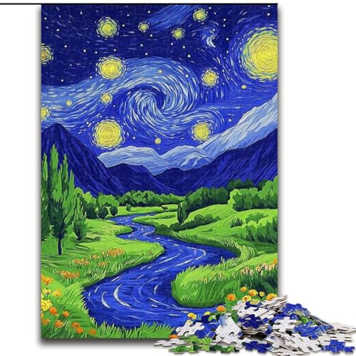 Puzzle für Erwachsene, 1000 Teile, Van Gogh-Nachthimmel, für Kinder ab 14 Jahren, Lernspiel, Herausforderung, Spielzeug, Geschenk zum Geburtstag (Größe 50x75cm) von LiJianXXR