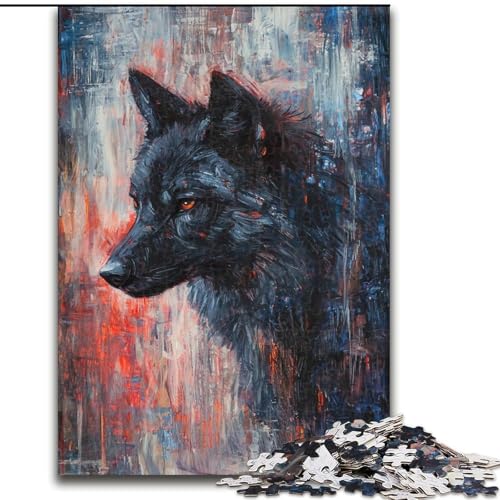 Puzzle für Erwachsene, 1000 Teile, Wolfskunst, Familienunterhaltungsspielzeug, ganze Familie, ab 14 Jahren (Größe 26x38cm) von LiJianXXR
