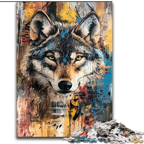Puzzle für Erwachsene, 1000 Teile, Wolfskunst, Spielzeug, Lernspiele, Stressabbau, Eltern-Kind-Interaktion (Größe 26x38cm) von LiJianXXR