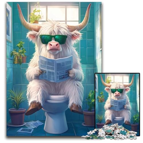 Puzzle für Erwachsene, 1000 Teile, Yak Go Toilet, anspruchsvolle Puzzles, Heimdekoration und Urlaubsspaß, 26x38cm/10,23x14,96 Zoll von LiJianXXR