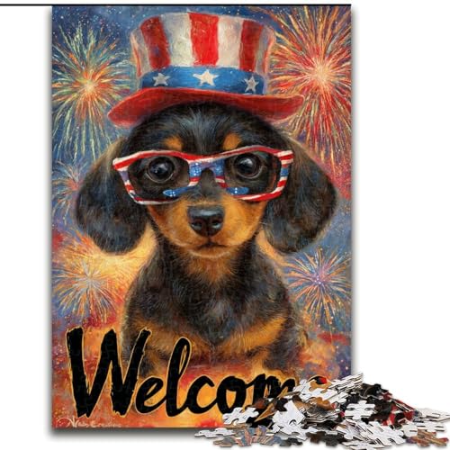 Puzzle für Erwachsene, 1000 Teile, amerikanischer Hund, Familienunterhaltungsspielzeug, ganze Familie, ab 14 Jahren (Größe 50x75cm) von LiJianXXR