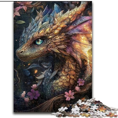 Puzzle für Erwachsene, 1000 Teile, geheimnisvoller Fliegender Drache, Stressabbau, schwierige Herausforderung, Wichtelgeschenke für Kinder ab 14 Jahren (Größe 26x38cm) von LiJianXXR