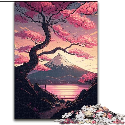 Puzzle für Erwachsene, 1000 Teile, japanische Kirschblüten, aus Holz, perfekte Dekoration für Zuhause oder das Büro, 50x75cm, DIY-Kunstdekor von LiJianXXR