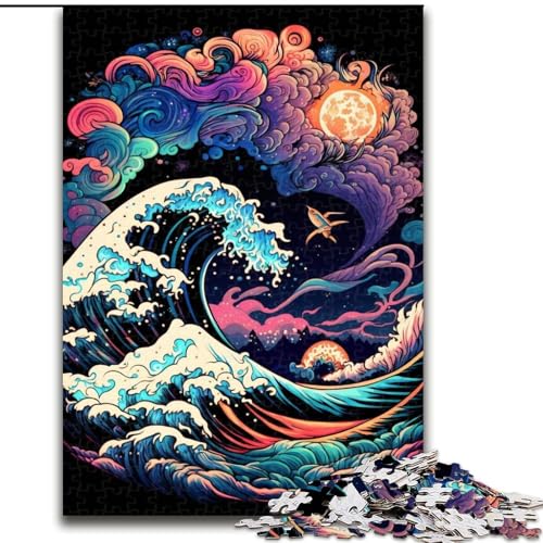 Puzzle für Erwachsene, 1000 Teile, japanische Wellen, Puzzle aus Karton, für Teenager, interaktives Familienspiel, herausforderndes Geschenk, 1000 Teile(26x38cm) von LiJianXXR