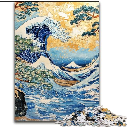 Puzzle für Erwachsene, 1000 Teile, japanische Wellen, für Kinder ab 14 Jahren, Lernspiel, Herausforderung, Spielzeug, Geschenk zum Geburtstag (Größe 26x38cm) von LiJianXXR