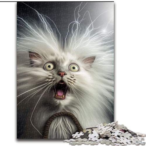 Puzzle für Erwachsene, 1000 Teile, lustiges Katzen-Schock-Puzzle aus Holz, anspruchsvolles DIY-Denkspiel, interaktives Familienspiel, 1000 Teile(50x75cm) von LiJianXXR
