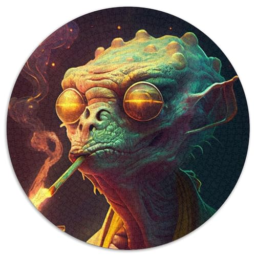 Puzzle für Erwachsene, 1000 Teile, rauchende Sci-Fi-Eidechse, Kartonpuzzle, anspruchsvolles DIY-Denkspiel, perfektes Familienspiel oder dekoratives Geschenk, 67,5 x 67,5 cm von LiJianXXR