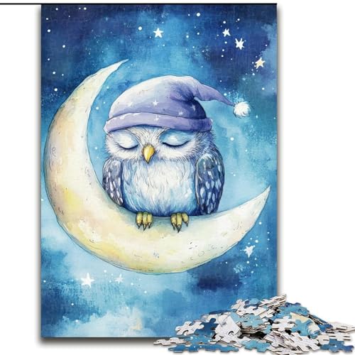 Puzzle für Erwachsene, 1000 Teile, schlafende Eule, Stressabbau, schwierige Herausforderung, Wichtelgeschenke für Kinder ab 14 Jahren (Größe 26x38cm) von LiJianXXR