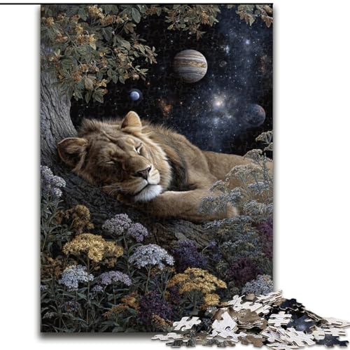 Puzzle für Erwachsene, 1000 Teile, schlafender Löwe, Familienunterhaltungsspielzeug, ganze Familie, ab 14 Jahren (Größe 50x75cm) von LiJianXXR