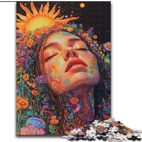 Puzzle für Erwachsene, 1000 Teile, schöne Frau mit Blumen, für Kinder ab 14 Jahren, Lernspiel, Herausforderung, Spielzeug, Geschenk zum Geburtstag (Größe 26x38cm) von LiJianXXR