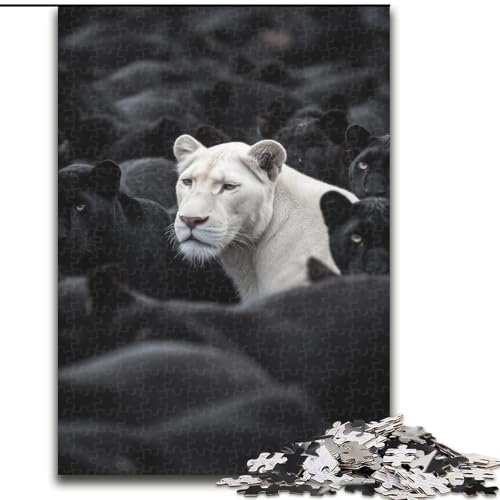 Puzzle für Erwachsene, 1000 Teile, schwarz-weißer Löwe, Familienunterhaltungsspielzeug, ganze Familie, ab 14 Jahren (Größe 50x75cm) von LiJianXXR