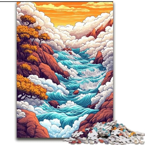 Puzzle für Erwachsene, 1000 Teile, skurriles Wolkenmeer, Familienspiel, Stressabbau, schwierige Herausforderung, EIN Kunstwerk für Kinder ab 14 Jahren (Größe 26x38cm) von LiJianXXR