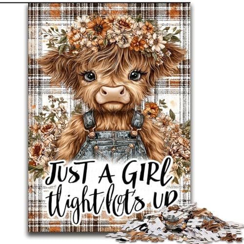 Puzzle für Erwachsene, 1000 Teile, süße Hochlandkuh, Familienunterhaltungsspielzeug, ganze Familie, ab 14 Jahren (Größe 50x75cm) von LiJianXXR