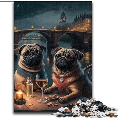 Puzzle für Erwachsene, 1000 Teile, trinkender Mops, aus Karton, perfekt für die Dekoration zu Hause und im Büro, für Partys, Geburtstage und Feiertagsgeschenke, 1000 Teile(26x38cm) von LiJianXXR