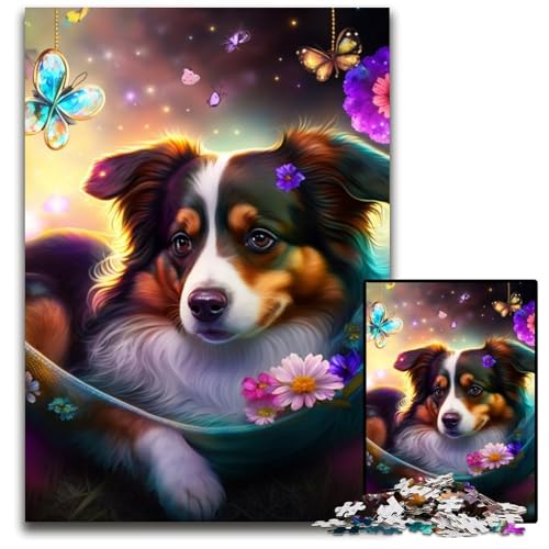 Puzzle für Erwachsene, 1000 Teile, wunderschöne Miniatur-Puzzles aus Pappe mit amerikanischem Schäferhund, für Heimdekoration, Gehirntraining, 26x38cm/10,23x14,96 Zoll Puzzle für Erwachsene, 1000 Teile, wunderschöne Miniatur-Puzzles aus Pappe mit amerikanischem Schäferhund, für Heimdekoration, Gehirntraining, 26x38cm/10,23x14,96 Zoll von LiJianXXR