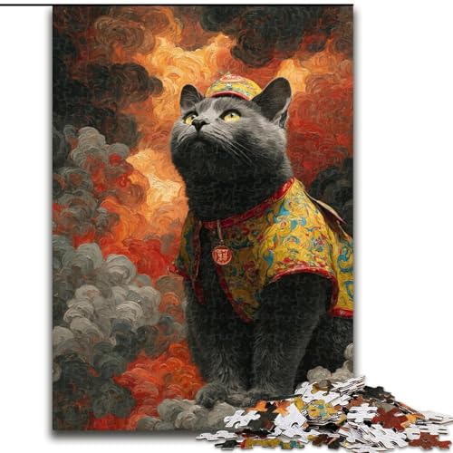 Puzzle für Erwachsene, 1000 chinesische Neujahrskatzen, Stressabbau, schwierige Herausforderung, Wichtelgeschenke für Kinder ab 14 Jahren (Größe 26x38cm) von LiJianXXR