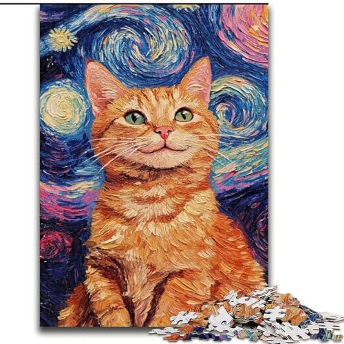 Puzzle für Erwachsene, 1000 lächelnde Katzen, Stressabbau, schwierige Herausforderung, Wichtelgeschenke für Kinder ab 14 Jahren (Größe 50x75cm) von LiJianXXR
