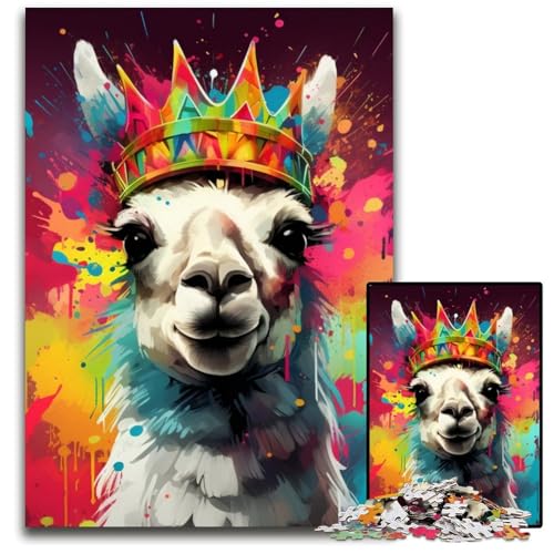 Puzzle für Erwachsene, 1000-teiliges Alpaka-Holzpuzzle für Erwachsene, anspruchsvolles Denkspiel für Teenager, unterhaltsames interaktives Spiel für die ganze Familie, 50x75cm/19,68x29,52 Zoll von LiJianXXR