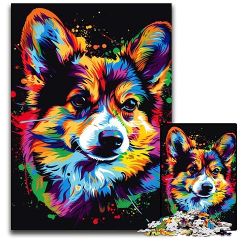 Puzzle für Erwachsene, 1000-teiliges Corgi-Holzpuzzle für Erwachsene, anspruchsvolles Denkspiel für Teenager, unterhaltsames interaktives Spiel für die ganze Familie, 50x75cm/19,68x29,52 Zoll von LiJianXXR