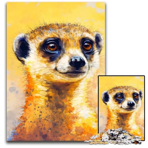 Puzzle für Erwachsene, 1000-teiliges Erdmännchen-Holzpuzzle für Erwachsene, anspruchsvolles Denkspiel für Teenager, unterhaltsames interaktives Spiel für die ganze Familie, 50x75cm/19,68x29,52 Zoll von LiJianXXR