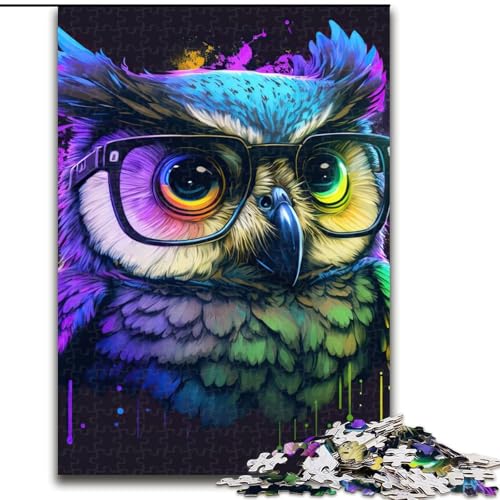 Puzzle für Erwachsene, 1000-teiliges Eulen-Neon-Puzzle aus Karton, ideal für Büro, Schlafzimmer, Wohnzimmerdekoration, 1000 Teile(26x38cm) von LiJianXXR
