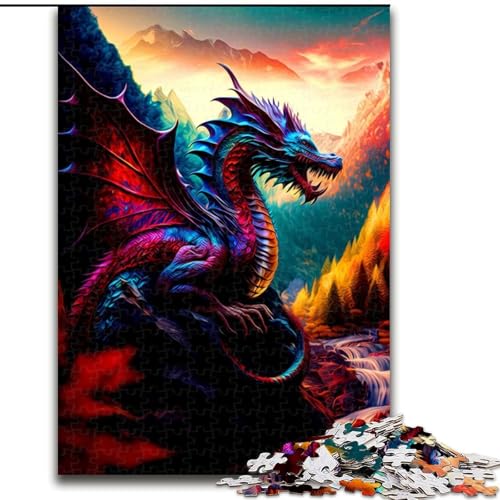 Puzzle für Erwachsene, 1000-teiliges Fantasy-Drachen-Puzzle aus Karton, anspruchsvolles Denkspiel für Teenager und Familien, 1000 Teile(26x38cm) von LiJianXXR