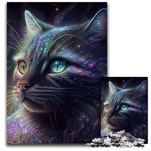 Puzzle für Erwachsene, 1000-teiliges Fantasy-Katzen-Holzpuzzle für Erwachsene, anspruchsvolles Denkspiel für Teenager, unterhaltsames interaktives Spiel für die ganze Familie, 50x75cm/19,68x29,52 Zoll von LiJianXXR
