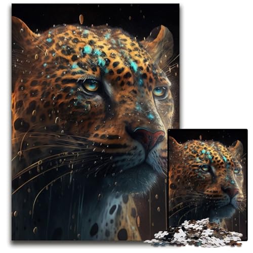 Puzzle für Erwachsene, 1000-teiliges Fantasy-Leoparden-Holzpuzzle für Erwachsene, anspruchsvolles Denkspiel für Teenager, interaktives Familienspiel, 50x75cm/19,68x29,52 Zoll von LiJianXXR