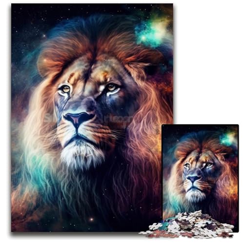 Puzzle für Erwachsene, 1000-teiliges Fantasy-Löwen-Holzpuzzle für Erwachsene, anspruchsvolles Denkspiel für Teenager, unterhaltsames interaktives Spiel für die ganze Familie, 50x75cm/19,68x29,52 Zoll von LiJianXXR
