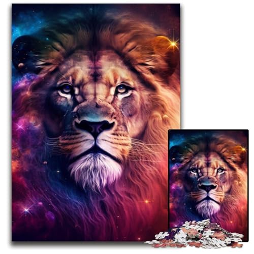 Puzzle für Erwachsene, 1000-teiliges Fantasy-Löwen-Holzpuzzle für Erwachsene, anspruchsvolles Denkspiel für Teenager, unterhaltsames interaktives Spiel für die ganze Familie, 50x75cm/19,68x29,52 Zoll von LiJianXXR