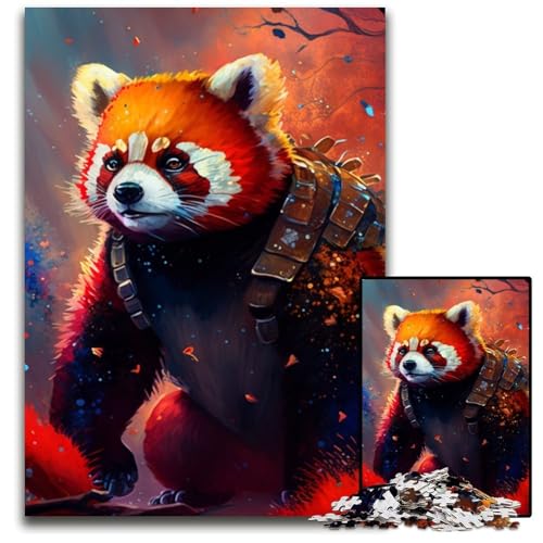 Puzzle für Erwachsene, 1000-teiliges Fantasy-Puzzle mit rotem Panda aus Holz für Erwachsene, anspruchsvolles Denkspiel für Teenager, interaktives Familienspiel, 50x75cm/19,68x29,52 Zoll von LiJianXXR