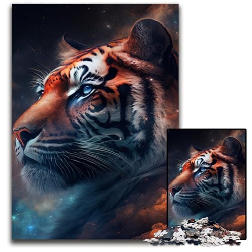 Puzzle für Erwachsene, 1000-teiliges Fantasy-Tiger-Holzpuzzle für Erwachsene, anspruchsvolles Denkspiel für Teenager, unterhaltsames interaktives Spiel für die ganze Familie, 50x75cm/19,68x29,52 Zoll von LiJianXXR