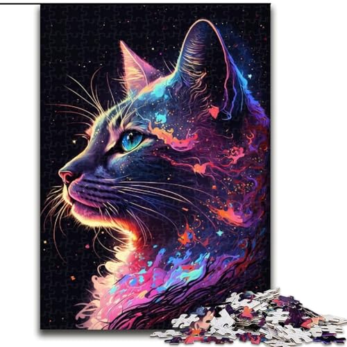 Puzzle für Erwachsene, 1000-teiliges Galaxy-Cat-Puzzle aus Holz, anspruchsvolles DIY-Denkspiel, interaktives Familienspiel, 1000 Teile(50x75cm) von LiJianXXR