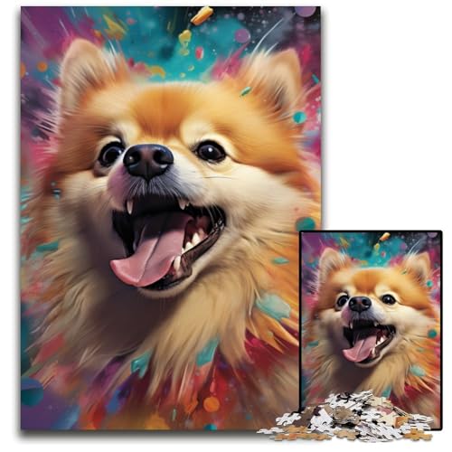 Puzzle für Erwachsene, 1000-teiliges Holzpuzzle mit Zwergspitz für Erwachsene, anspruchsvolles Denkspiel für Teenager, unterhaltsames interaktives Spiel für die ganze Familie, 50x75cm/19,68x29,52 Zoll von LiJianXXR