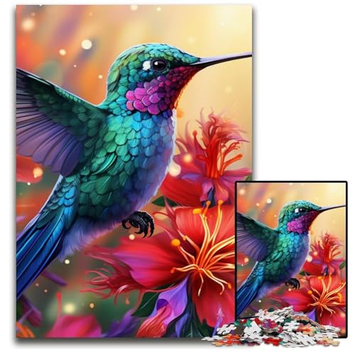 Puzzle für Erwachsene, 1000-teiliges Kolibri-Kunst-Holzpuzzle für Erwachsene, anspruchsvolles Denkspiel für Teenager, unterhaltsames interaktives Spiel für die ganze Familie, 50x75cm/19,68x29,52 Zoll von LiJianXXR