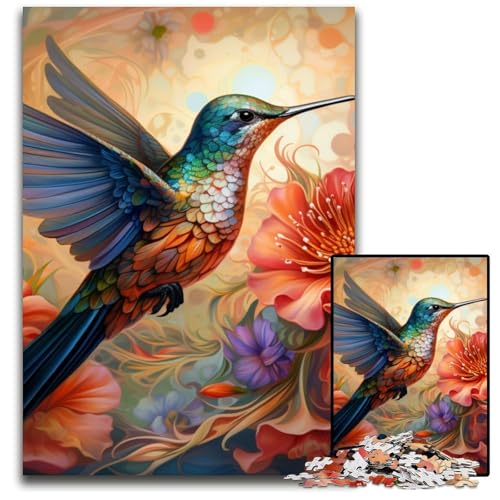 Puzzle für Erwachsene, 1000-teiliges Kolibri-Kunst-Holzpuzzle für Erwachsene, anspruchsvolles Denkspiel für Teenager, unterhaltsames interaktives Spiel für die ganze Familie, 50x75cm/19,68x29,52 Zoll von LiJianXXR