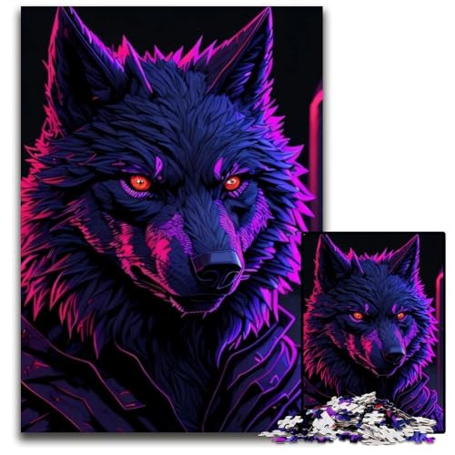 Puzzle für Erwachsene, 1000-teiliges Magic Wolf-Holzpuzzle für Erwachsene, anspruchsvolles Denkspiel für Teenager, unterhaltsames interaktives Spiel für die ganze Familie, 50x75cm/19,68x29,52 Zoll von LiJianXXR