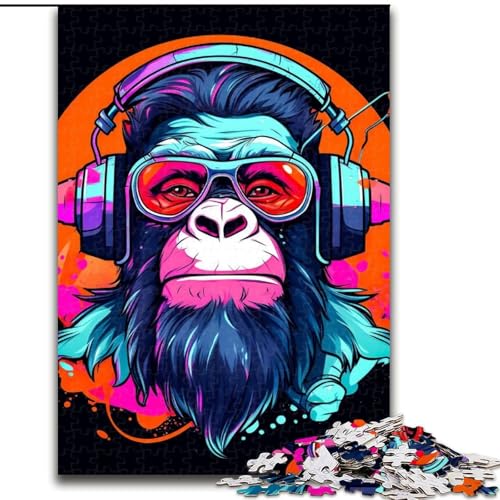 Puzzle für Erwachsene, 1000-teiliges Monkey-Dj-Musik-Puzzle aus Holz, anspruchsvolles DIY-Denkspiel, interaktives Familienspiel, 1000 Teile(50x75cm) von LiJianXXR