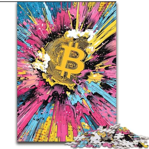Puzzle für Erwachsene, 1000-teiliges Puzzle, Bitcoin-Logo, Spielzeug, Lernspiele, Stressabbau, Eltern-Kind-Interaktion (Größe 26x38cm) von LiJianXXR